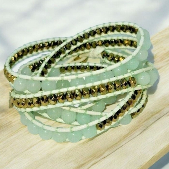 Tone It Up Quartz Semi Precious Stone Bead 5-Wrap Boho Bracelet/Necklace… - Picture 1 of 5